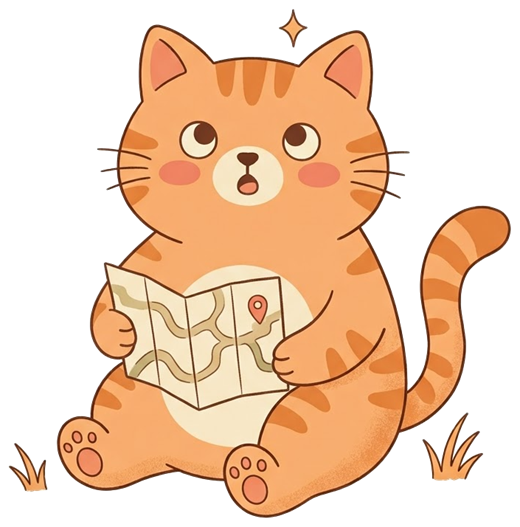 Mèo Ăn Chi cầm bản đồ