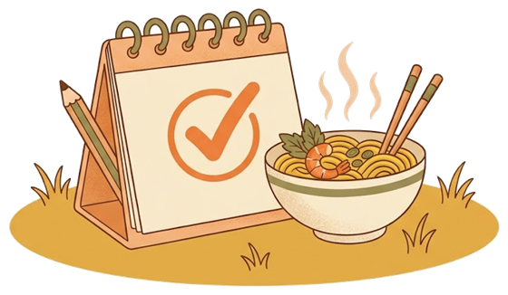 Cuốn lịch và tô mì Quảng